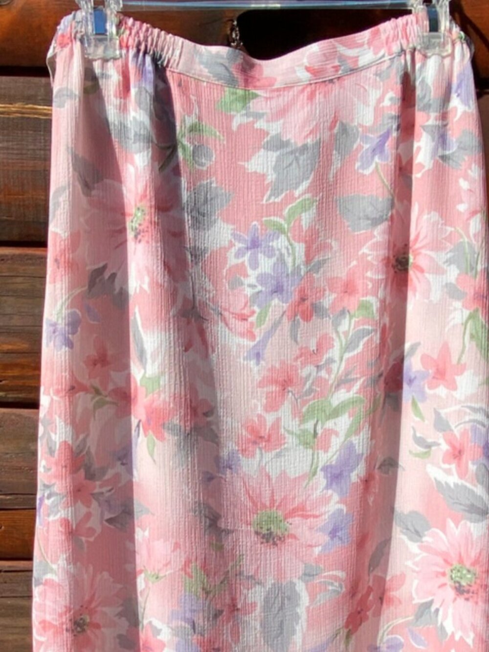 Alfred Dunner Skirt Pull Up Zip Side Women's Size 8 A-Line Pink Sheer Floral